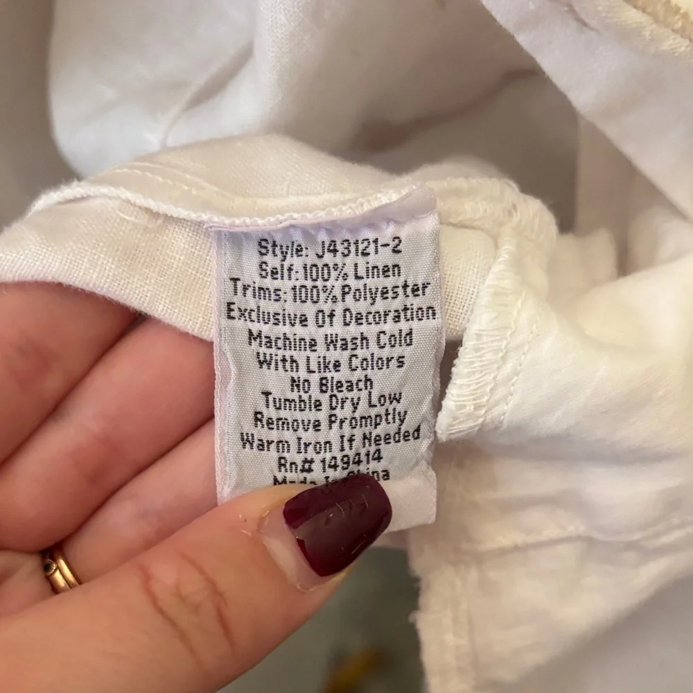 Johnny Was Ceretti Linen Cropped White Kimono with Floral Embroidery Size Medium - Picture 6 of 8